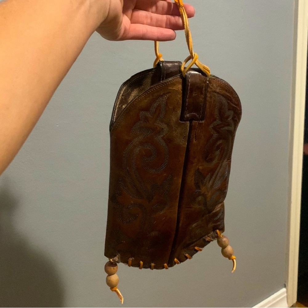 Handmade Upcycled cowboy boot purse
 with Beaded Accents
